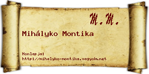 Mihályko Montika névjegykártya